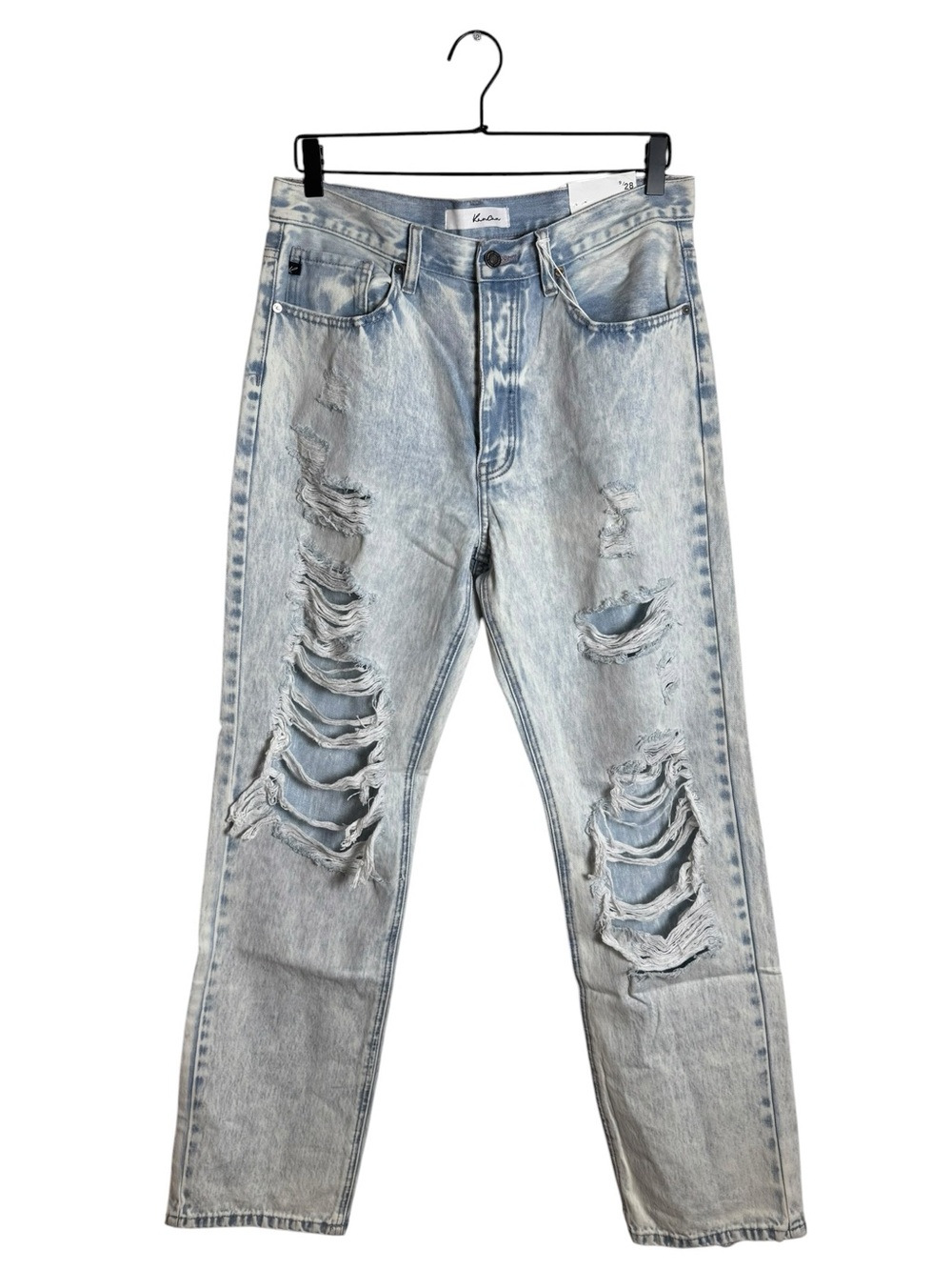 KanCan NWT 90s Boyfriend Jeans Distressed Light Blue Acid Wash High Rise